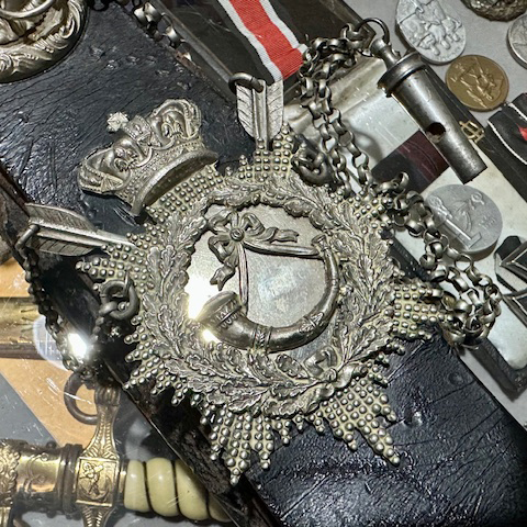 Ref: XXX - Victorian 2nd Boer War (1899-1902) Solid Silver Mounted King's Shropshire Light Infantry Officers Cross Belt and Pouch.